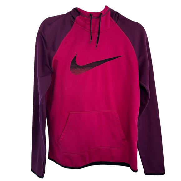 Nike Therma-Fit Hoodie Women’s M burgundy Pullover Sweatshirt Swoosh - Picture 1 of 7
